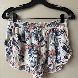 American Eagle Outfitters Resort Wear Floral High Waist Shorts - Pink and Blue